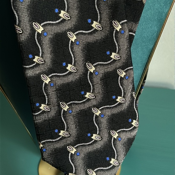 Matrix by Format Men’s Vintage Silk Necktie Black Gray Abstract Print - Picture 2 of 5